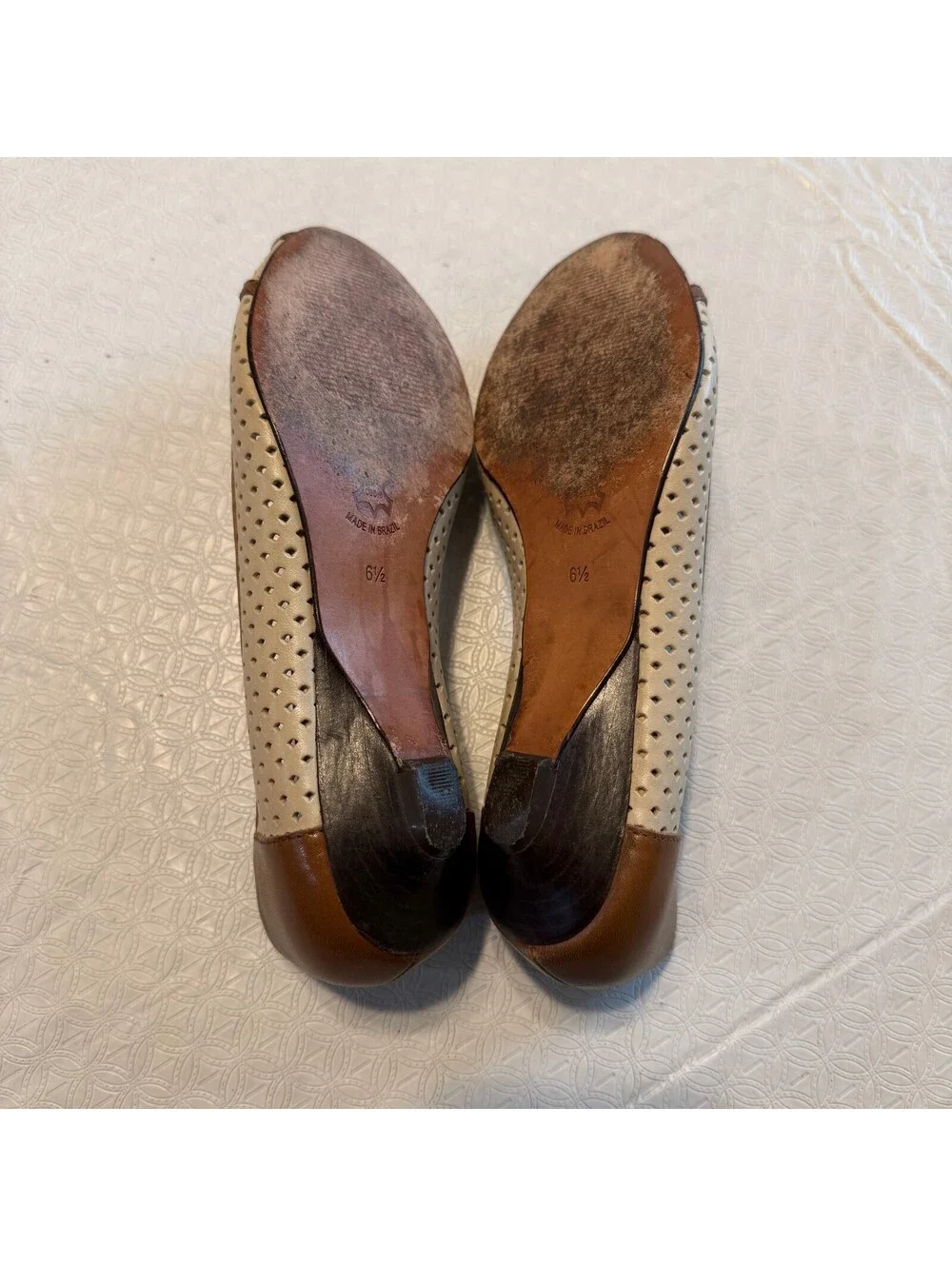 French Sole NY Women's Brown Peep Toe Flats Size 6.5